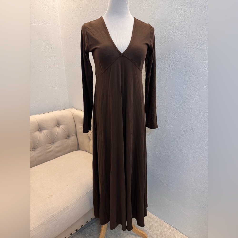 RAQUEL ALLEGRA Vneck Maxi long sleeves dress S